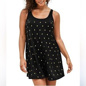 Swimsuits For All Studded Trapeze Swim Dress One Piece Swim Black Plus Size 22